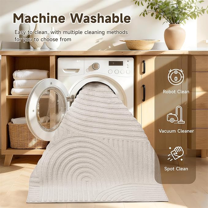 Pauwer 3x8 Washable Area Rugs for Living Room Modern Beige Solid Color Soft - Image 7