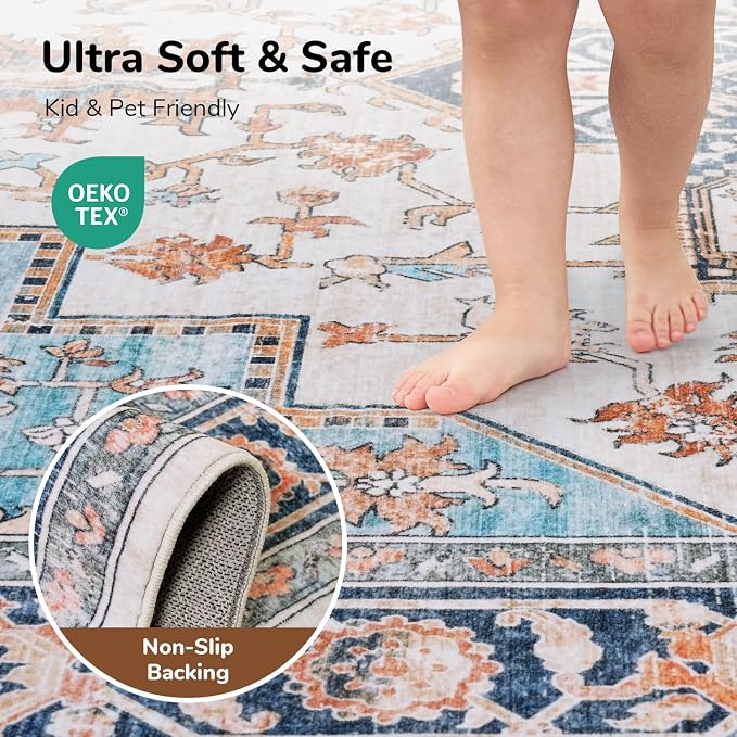 Lessymo 3x5 Washable Area Rugs for Living Room Bedroom Ktichen, Soft Boho - Image 4