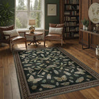 DCX 4x6 Washable Insect Rug, Vintage Gothic Black Rug by DCXWashableRug