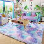Amdrebio Blue Purple Rainbow Mermaid Rugs - Image 7
