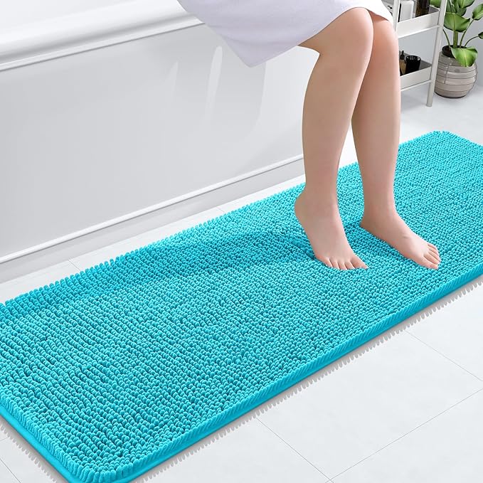 OLANLY Bathroom Runner Rugs 59x20, Soft Absorbent Chenille Bath Rugs, Rubber by OLANLY