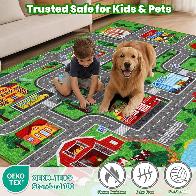 Kids Carpet Playmat Rug 118"x78.7", Car Rug - Image 6