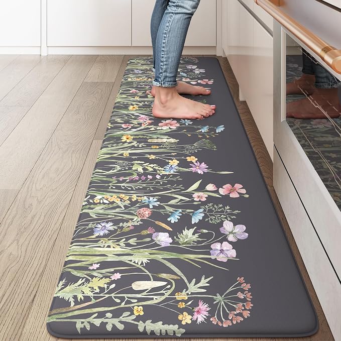 KIMODE Anti Fatigue Floor Mat, Cushioned Farmhouse Runner Rug, Non Slip by StayinComfortCookwithJoy