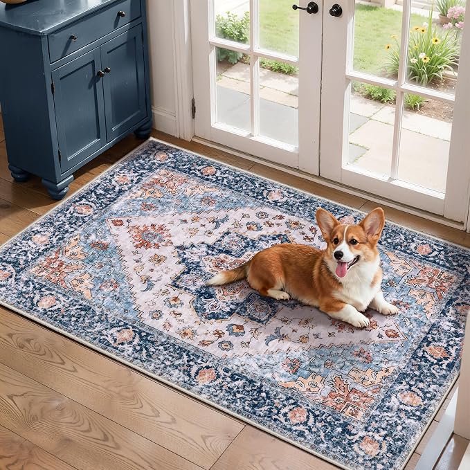 SERISSA 2x4 Boho Rugs for Entryway, Washable Non-Slip Kitchen Runner Rug by SERISSAHomeDecorCollection