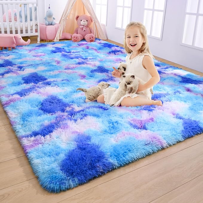 AROGAN Soft Rainbow Area Rugs for Girls Room 5x8 Feet, Fluffy Cute Colorful by AROGANAREARUG