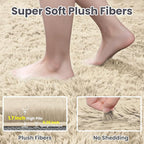 5x8 Area Rugs for Living Room: Soft Fluffy Shag Beige Rugs for Bedroom - Image 5