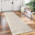 KUTA Boho Runners for Hallways 2x7 Beige Navy Blue Moroccan Washable Runner Rug by KUTA