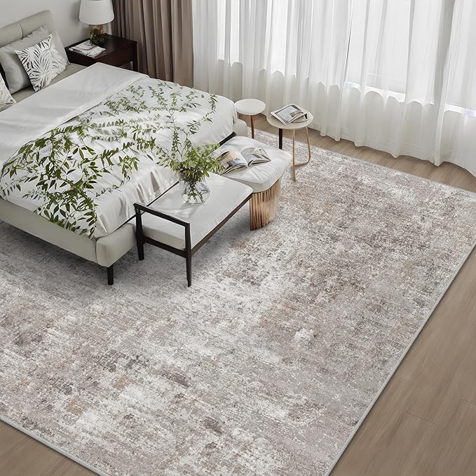 10x10 ft Square Living Room Rug – Washable Modern Abstract Area Rug - Image 2