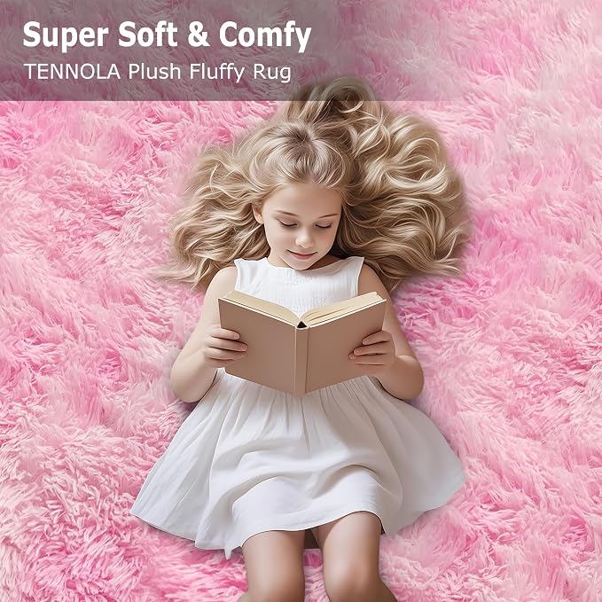 8x10 Pink Area Rugs for Bedroom Girls Room, Tie-Dyed Fluffy Pink Rug for - Image 9