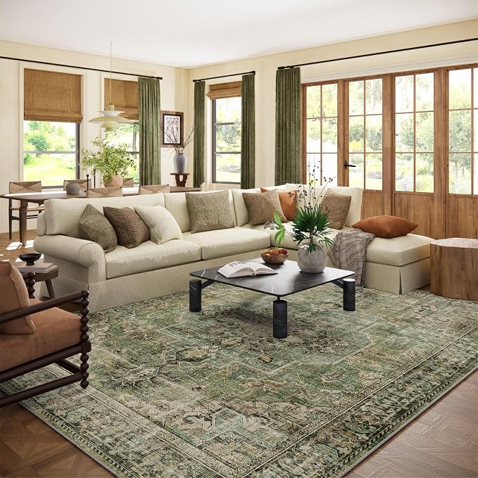 8x10 Area Rugs for Living Room: Washable Bedroom Rug Boho Vintage Rugs Stain by palohom
