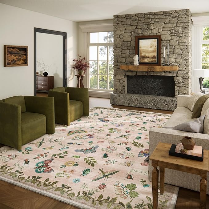 Machine Washable Rugs for Living Room: 9x12 Area Rugs Vintage Rugs Stain by palohom