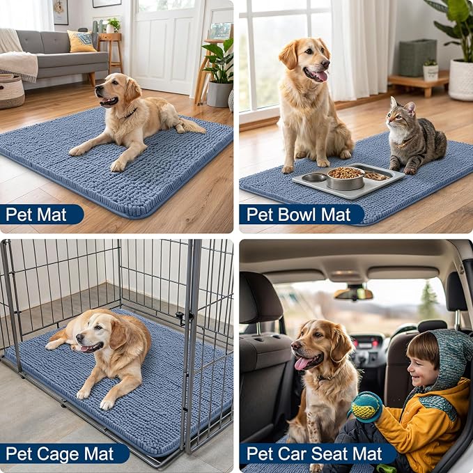 Smiry Dog Door Mat for Muddy Paws 48x30, Absorbent Dirt Trapper, Non-Slip - Image 6