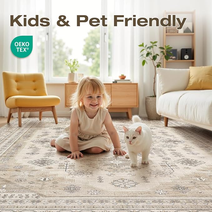 10x12 Washable Area Rug, Large Rugs - Image 5