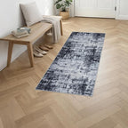 2'x5'Runner Rug Washable Rug: Modern Abstract Soft Thin Runner Rug Dark Black - Image 3