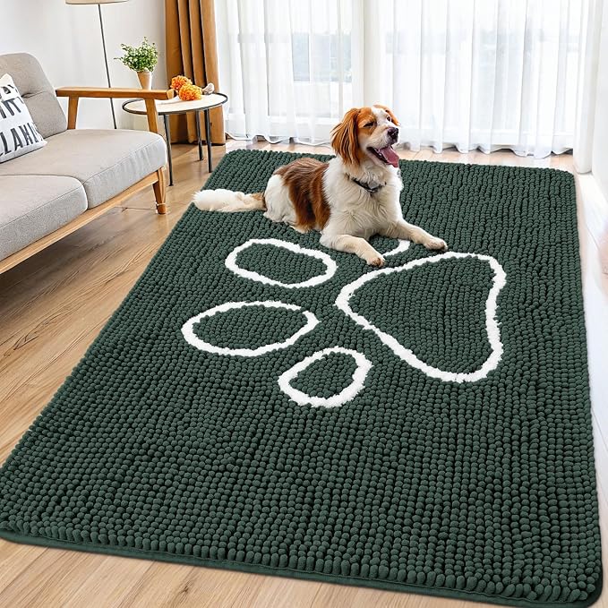 Smiry Dog Door Mat for Muddy Paws, Absorbent Dirt Trapper Non Slip Quick Dry by Smiry