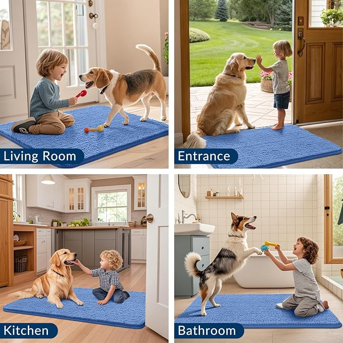 Smiry Dog Door Mat for Muddy Paws 48x30, Absorbent Dirt Trapper, Non-Slip - Image 7