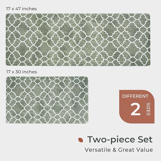 FRESHMINT Kitchen Mat Set of 2, Anti-Fatigue Cushioned Kitchen Mats - Image 6