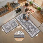 HEBE Boho Kitchen Rugs Sets of 2, Non Slip Washable Kitchen Mats - Image 2