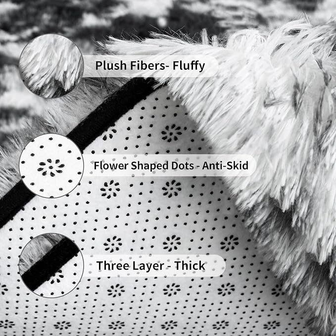 FlyDOIT Large Area Rugs for Living Room, 5x8 Feet Tie-Dyed Black and White - Image 6