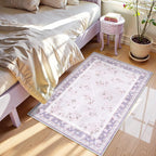 LIVEBOX Floral Washable Rug 2x3, Lavender Bathroom Rugs Non Slip Soft Bedroom - Image 3