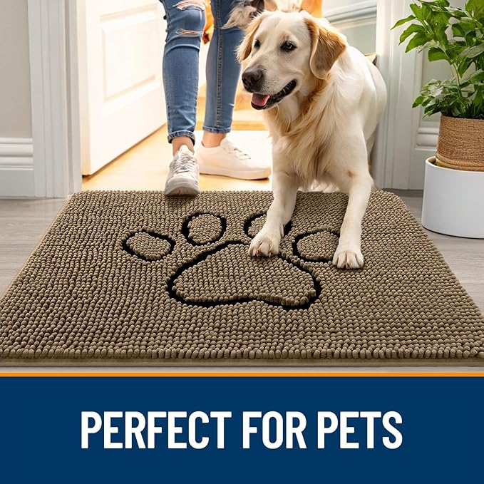 OLANLY Dog Door Mat for Muddy Paws 30x20, Paw Print Design, Absorbs Moisture - Image 6
