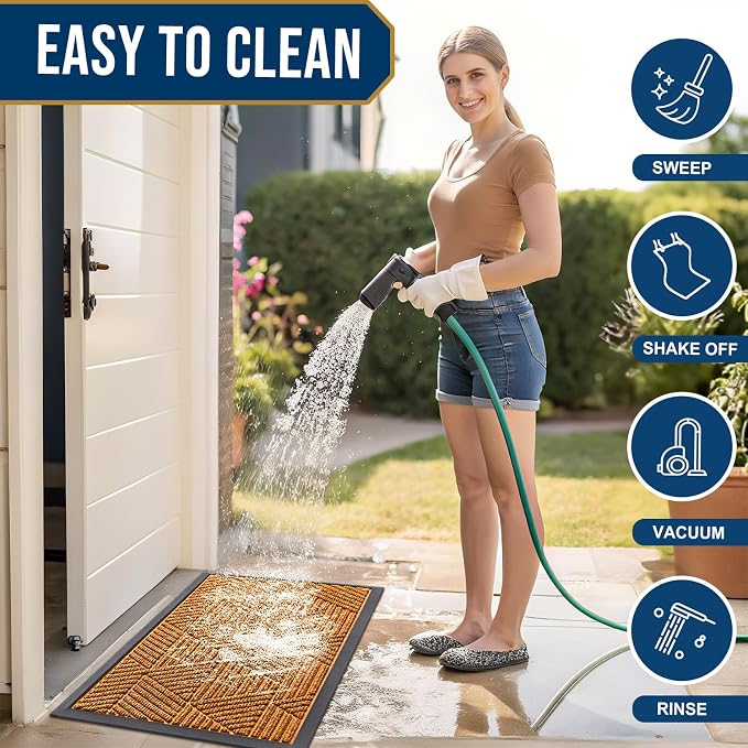 Smiry Front Door Mat Outside Entrance, Heavy Duty Sturdy Natural Rubber Doormat - Image 6