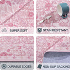 Vintage Pink Living Room Rug, 6x9 Washable Area Rugs - Image 6