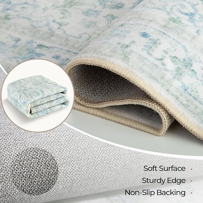 CAPALOCA Machine Washable Rugs Nursery Rug 8x10 Cute Girl Non Slip Low Pile - Image 4