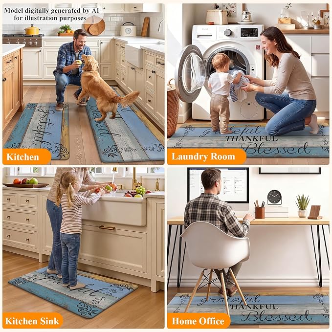 HEBE Anti Fatigue Kitchen Rugs Set of 2, Non Slip Cushioned Kitchen Mats - Image 7
