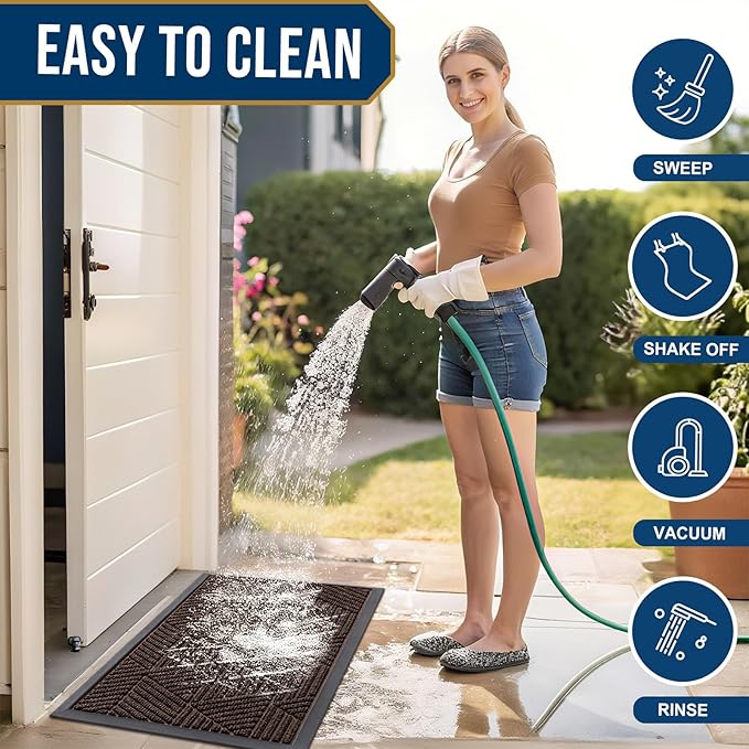 Smiry Front Door Mat Outside Entrance, Heavy Duty Sturdy Natural Rubber Doormat - Image 6