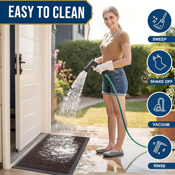 Smiry Front Door Mat Outside Entrance, Heavy Duty Sturdy Natural Rubber Doormat - Image 6