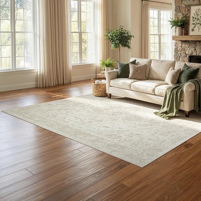Washable Rugs 8x10 Area Rugs for Living Room, Ultra Soft Faux Wool Retro Carpets - Image 7