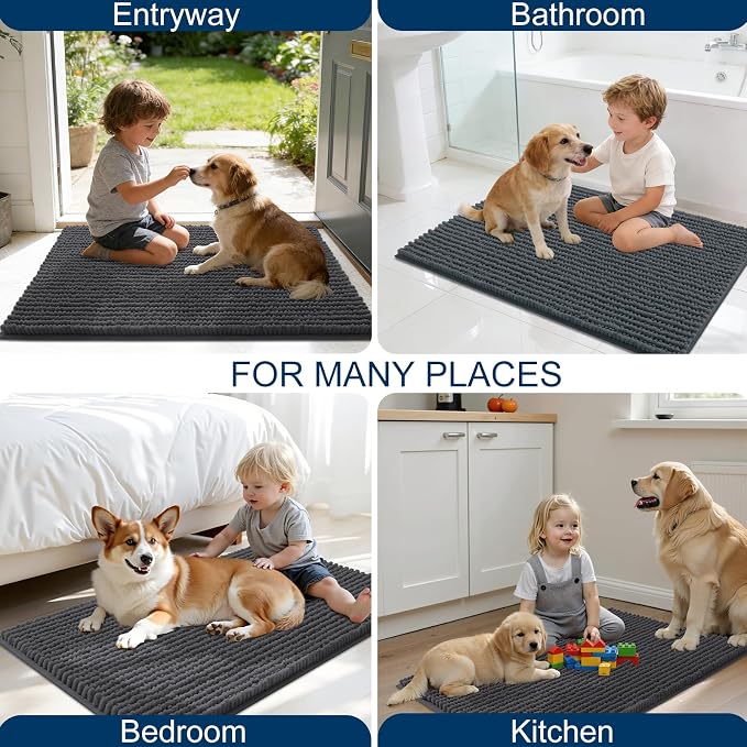 OLANLY Dog Door Mat for Muddy Paws 48x30, Ultra Absorbent Chenille Mud Doormat - Image 8