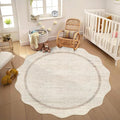 GarveeHome Scalloped Round Washable Rug, Soft Modern Round Rugs 5 ft Circle by GarveeHome