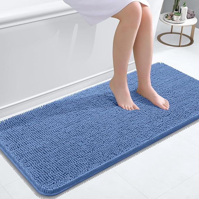 OLANLY Bathroom Runner Rugs 47x20, Soft Absorbent Chenille Bath Rugs, Rubber by OLANLY