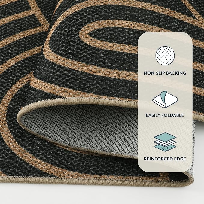 Lahome Enfys Modern Rainbow Easy Jute Patio Rug, 3x5 Washable Rugs - Image 3