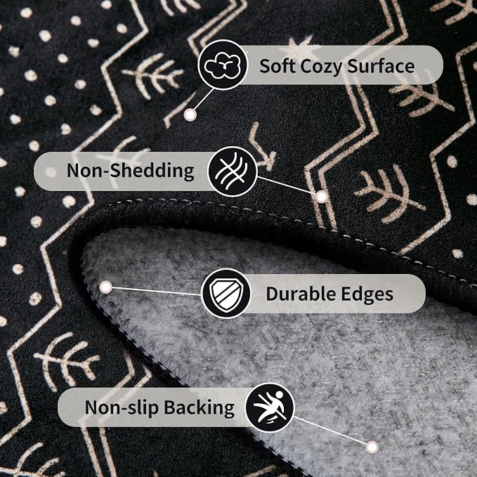 SERISSA 2x4 Rugs for Entryway, Washable Non-Slip Kitchen Runner Rug Small Black - Image 5