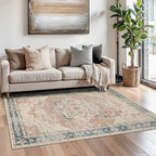 Rugxara 3x5 Orange Washable Entryway Rug, Non Slip Boho Runner Rugs - Image 3