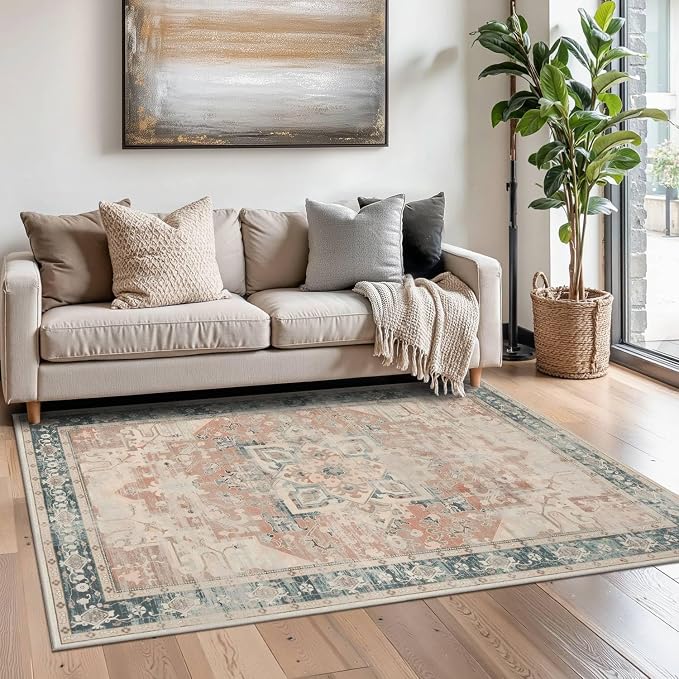 Rugxara 3x5 Orange Washable Entryway Rug, Non Slip Boho Runner Rugs - Image 3