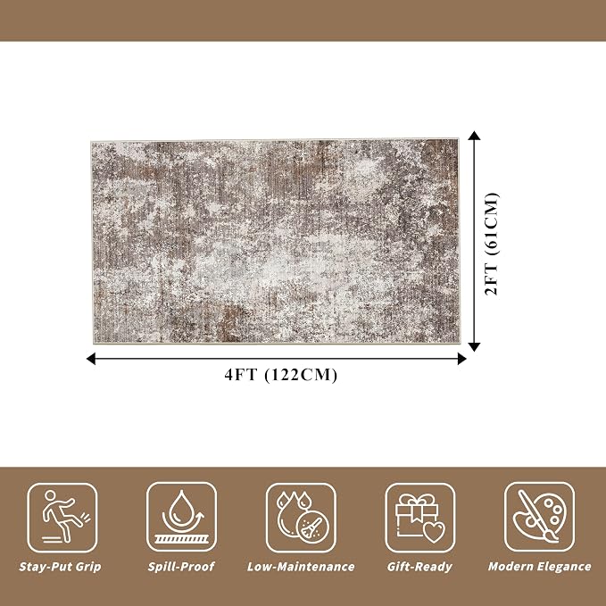 2x4 Washable Non-Slip Runner Rug – Small Throw Rug - Image 2