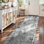 2.6x12 Grey Rug Runners for Hallways Kitchen Runner Rug Non Slip Washable Black - Image 3