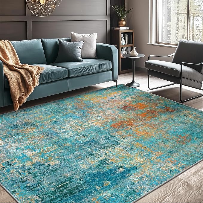 RELEANY Washable Area Rugs 5'x7' Non-Slip Modern Abstract Soft - Image 3