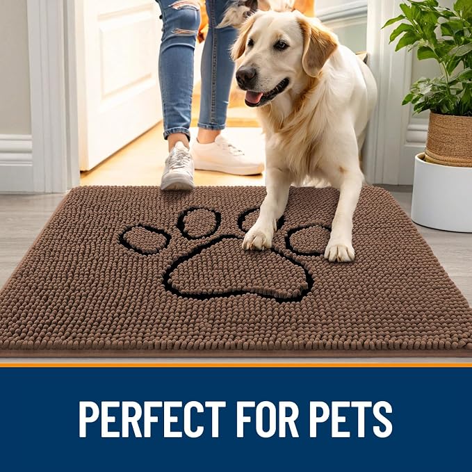 OLANLY Dog Door Mat for Muddy Paws 36x24, Paw Print Design, Absorbs Moisture - Image 6