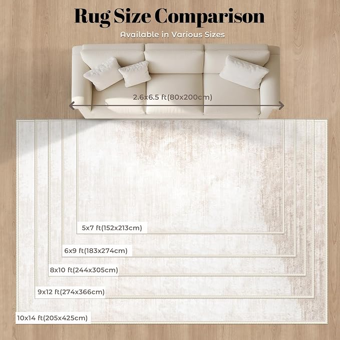 Area Rugs 6x9 Living Room: Washable Rug Modern Abstract Large Rug Soft Non Slip - Image 9
