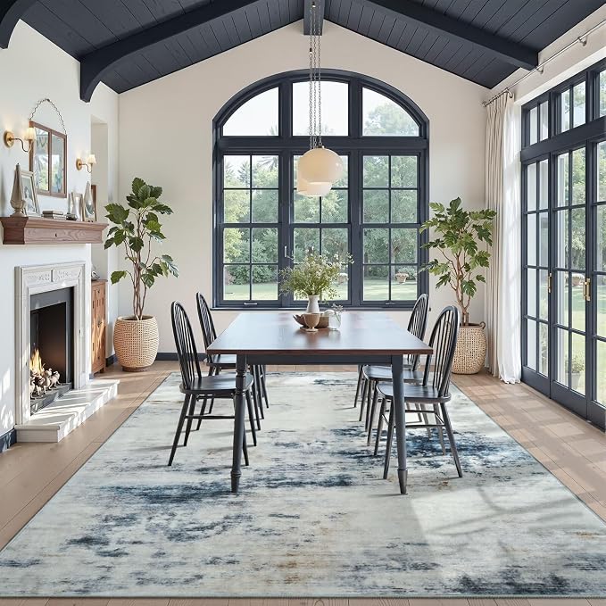 Toneed Abstract Area Rug 8x10 Modern Washable Rug Soft Non Slip Rug Low Pile - Image 3