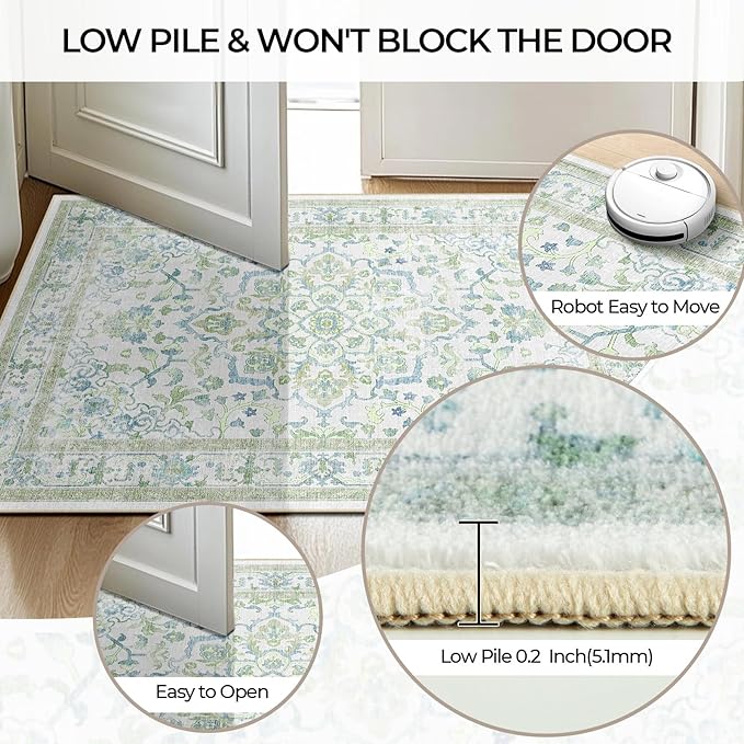 CAPALOCA Machine Washable Rugs Nursery Rug Sq4ft Cute Girl Non Slip Low Pile - Image 5