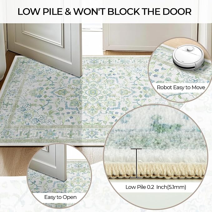 CAPALOCA Machine Washable Rugs Nursery Rug Sq8ft Cute Girl Non Slip Low Pile - Image 5