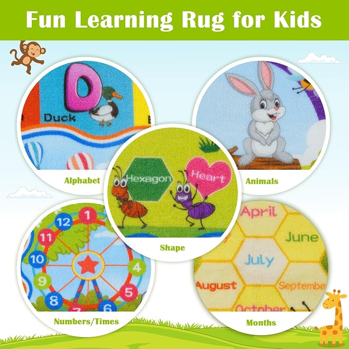STARUIA ABC Kids Rug for Playroom, Non-Slip Educational Toddler Rug for - Image 6