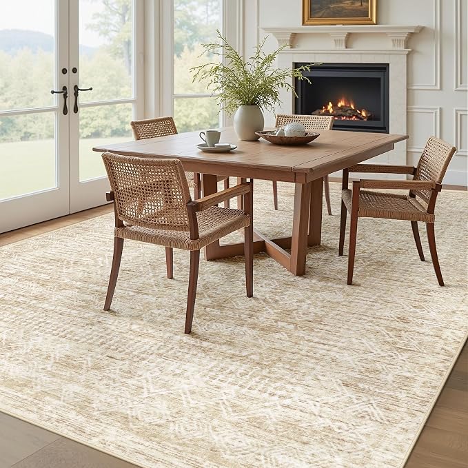 Living Room Rugs 8x10: Washable Moroccan Geometric Boho Rug Farmhouse Non Slip - Image 3