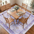 RELEANY Area Rugs Square 7ft Washable Non-Slip, Floral Vintage Distress by RELEANY